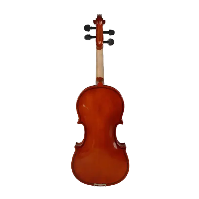 LV01 violin front and back view with glossy orange-red varnish for violin wholesale and OEM orders
