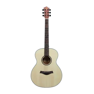 40 inch beginner acoustic guitar front view, matte natural finish, laminated spruce top, factory direct supply