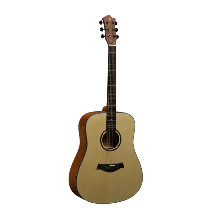 41 inch beginner acoustic guitar front view for bulk orders, clean matte natural top and rosette