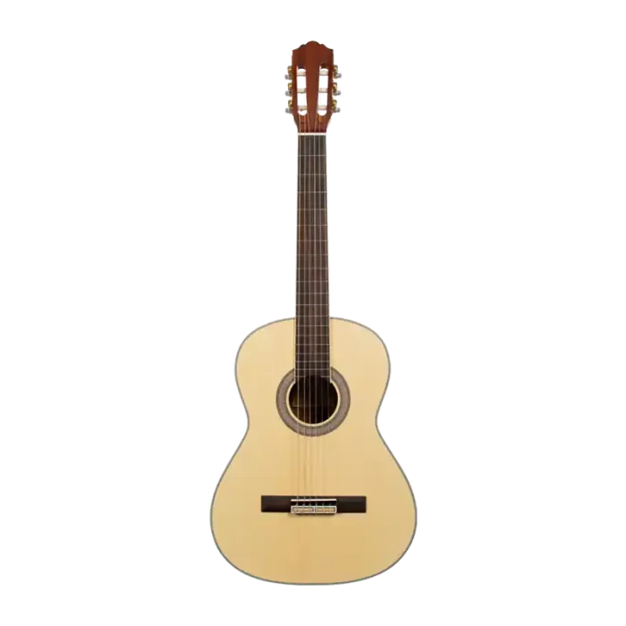 39 inch beginner classical guitar front view, laminated spruce top, matte finish, factory direct
