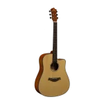 Acoustic folk guitar back view, mahogany plywood back and sides, supplier export-ready finish