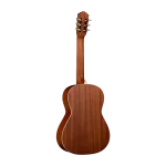 Classical guitar 3/4 back view showing laminated mahogany back and sides, ideal for wholesale distribution
