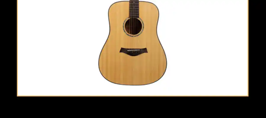 Close-up detail of acoustic guitar back wood grain, glossy surface texture and finish highlight