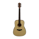 beginner acoustic guitar full front view, matte natural finish, laminated spruce top, exporter supply