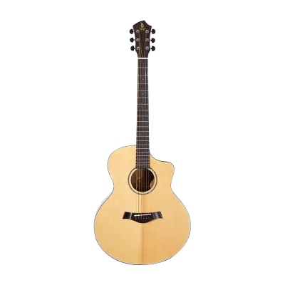 Intermediate acoustic guitar front view with spruce top and round soundhole, ideal for B2B wholesale sourcing