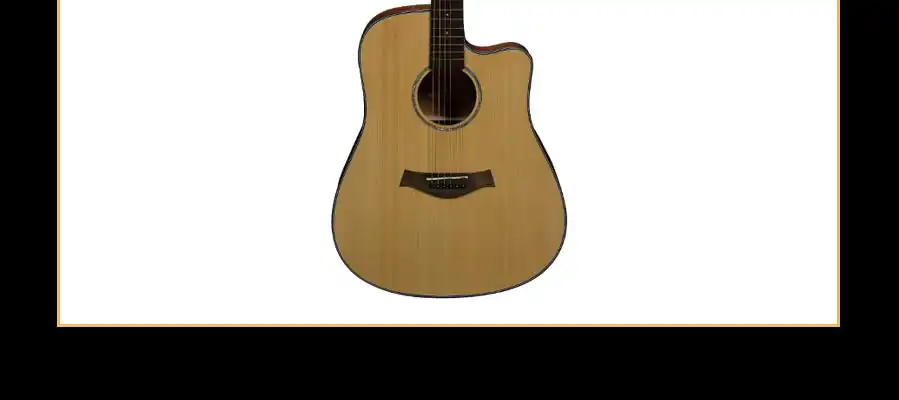 Acoustic folk guitar detail close-up, bridge and top workmanship, factory wholesale quality control