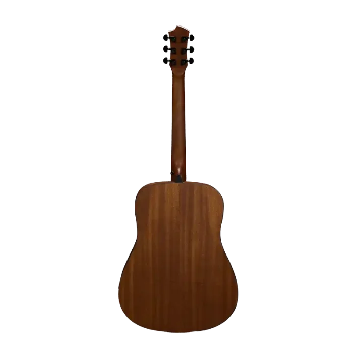 matte natural beginner acoustic guitar back view, mahogany plywood back and sides, OEM/ODM ready