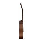 side profile of beginner acoustic guitar showing body depth, matte natural finish, supplier stock