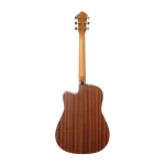 Acoustic guitar back detail highlighting finish and grain, customization and OEM support available