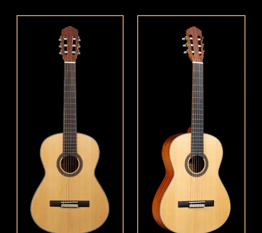 39 inch classical guitar soundhole and rosette detail, spruce top, wholesale for music schools