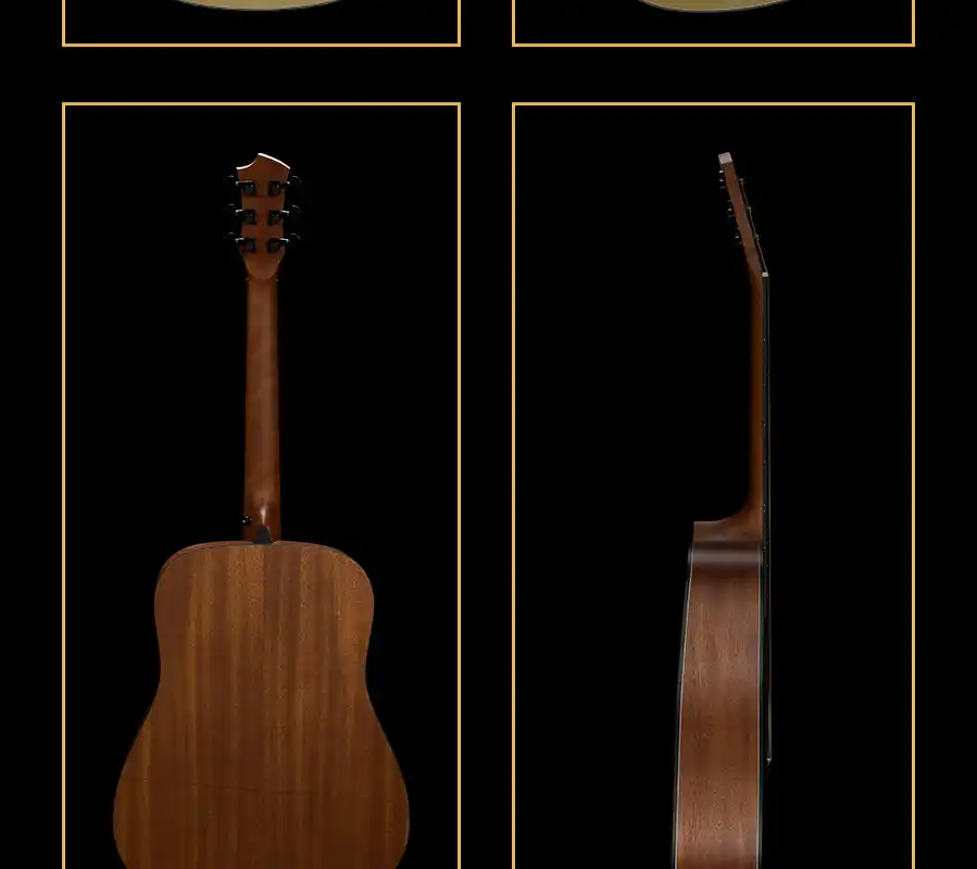 multi-angle beginner acoustic guitar set for wholesale listing, matte natural finish, ready for resale