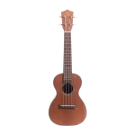 Laminated mahogany ukulele front view with rosewood fingerboard, beginner student model, factory direct
