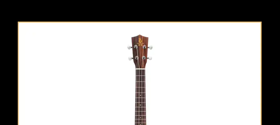 Acacia ukulele headstock and upper fingerboard