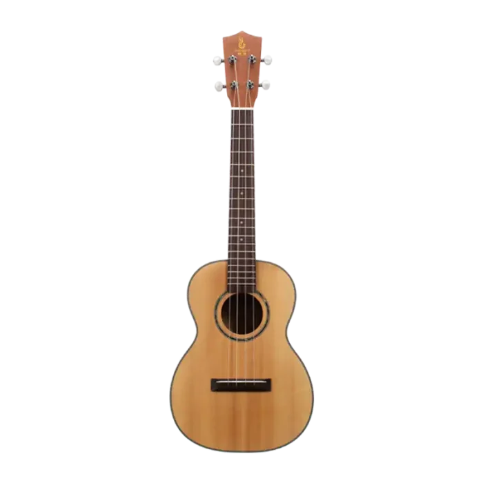 Solid spruce top ukulele front view with rosewood fingerboard, private label OEM ukulele for wholesale