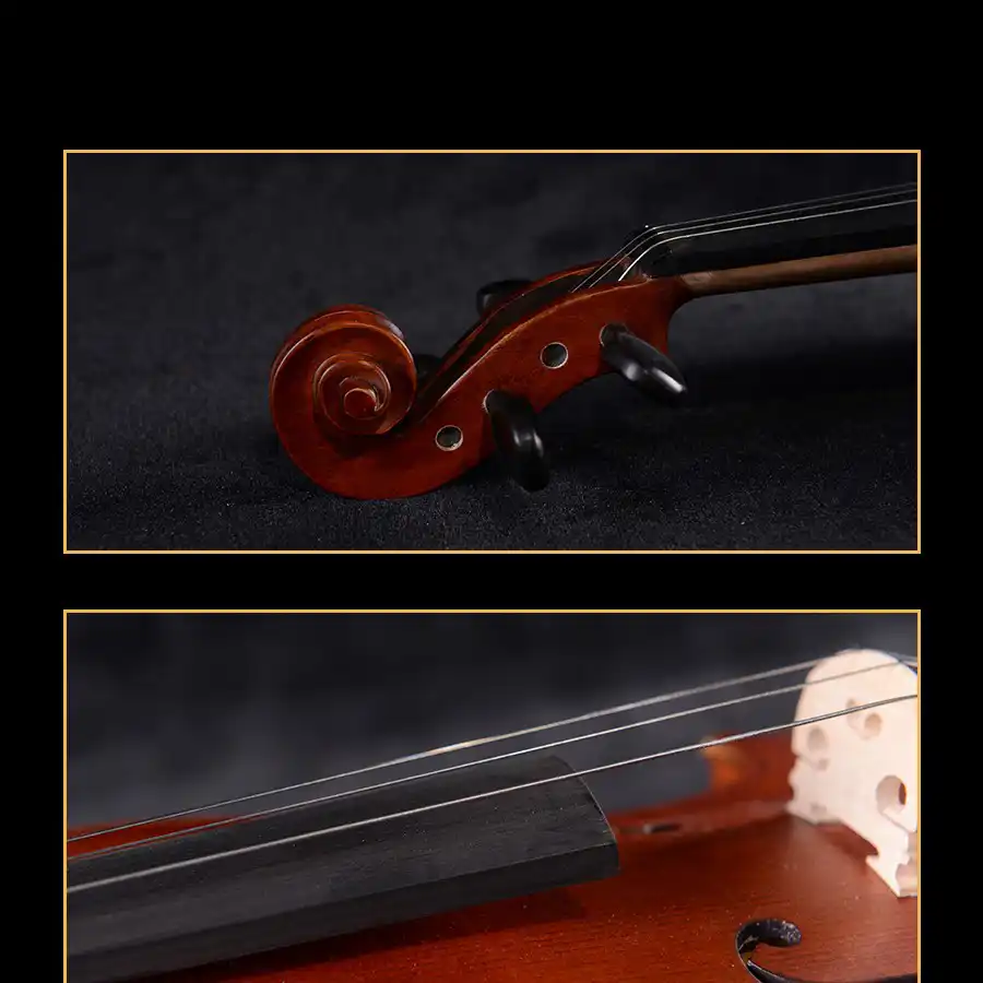 student violin outfit wholesale lv07 bridge and fingerboard detail