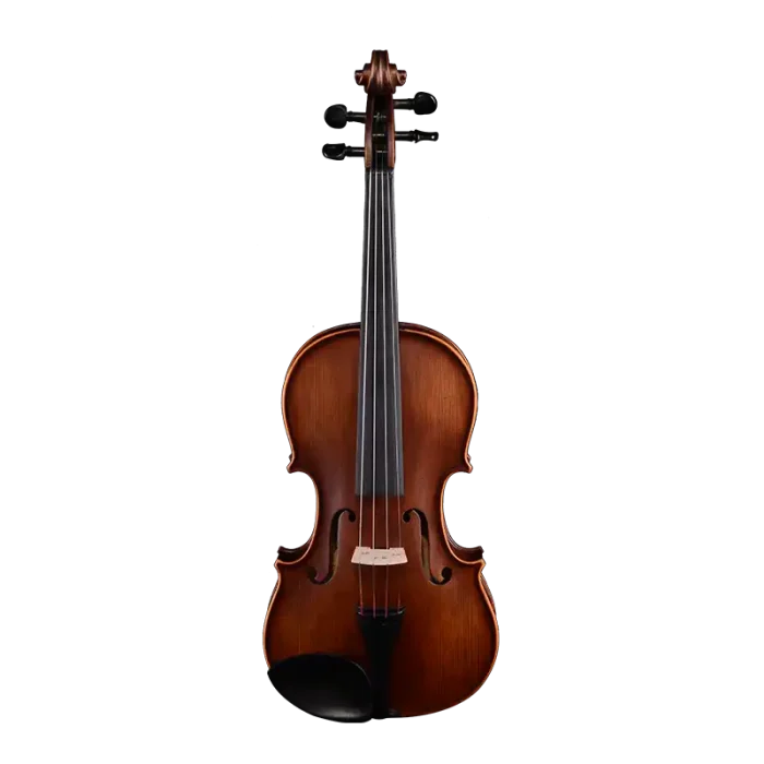 LV12 wholesale intermediate violin outfit front view with ebony fittings for factory direct B2B step-up supply