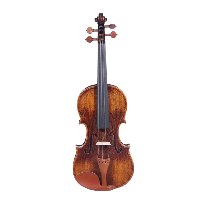 LV32 wholesale intermediate violin outfit front view with natural corduroy grain effect for factory direct B2B supply