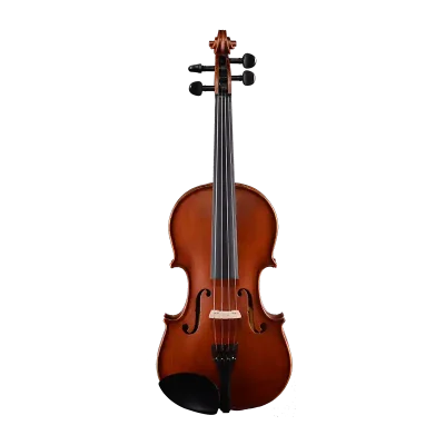 LV07 wholesale student violin outfit front view with ebony fittings, metal tailpiece, and French maple bridge for bulk B2B orders