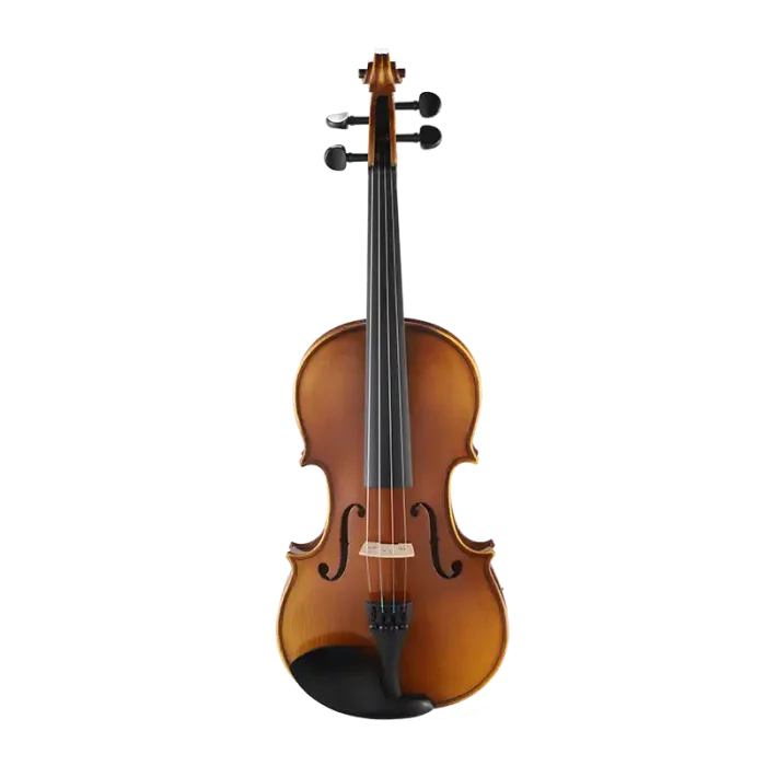 LV08 wholesale student violin outfit front view with simulated flame finish for bulk B2B orders