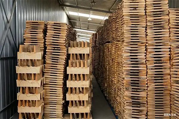 Stored tonewood materials for violin viola cello and double bass production