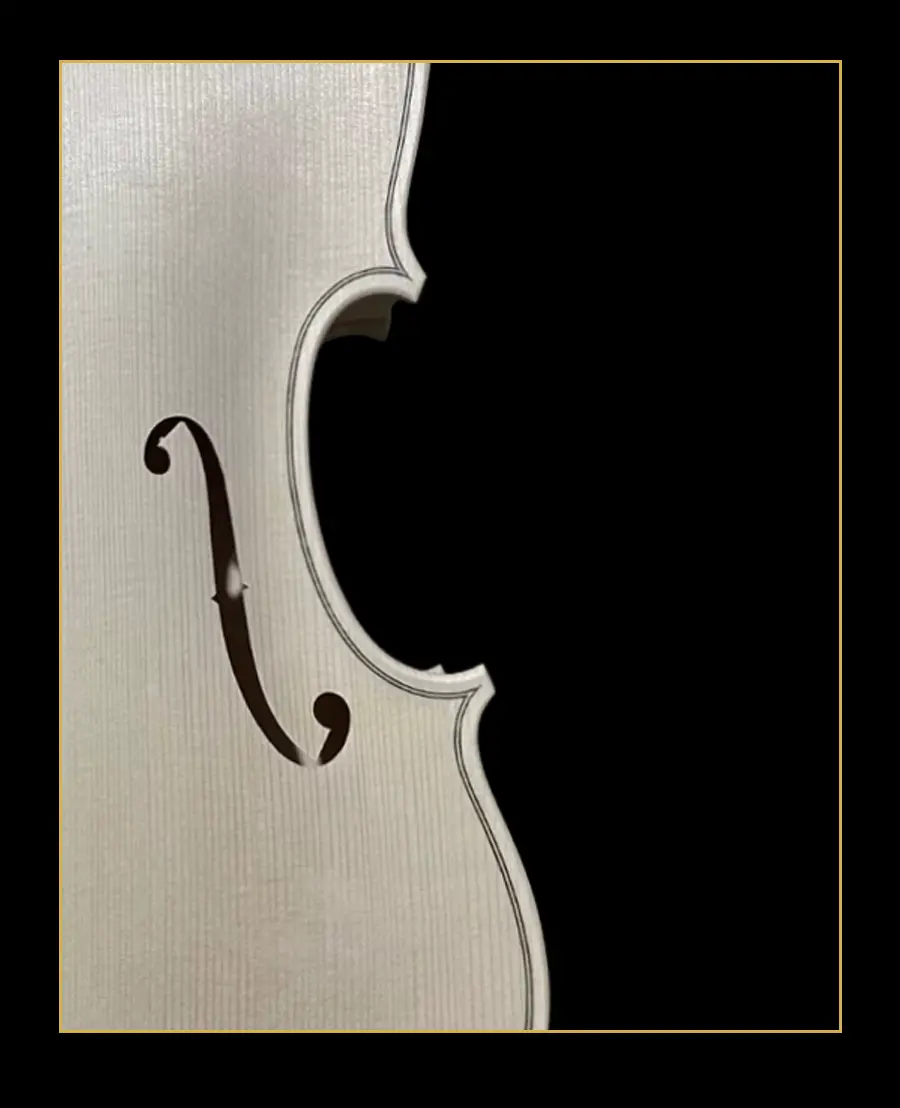 lvw 08 european tonewood violin in the white f hole close up 1