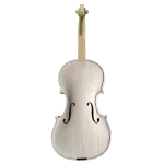 Front view of the unfinished solid wood violin model LVW-03 in the white. Hand-carved spruce top and maple neck, reliable factory direct wholesale for luthiers.