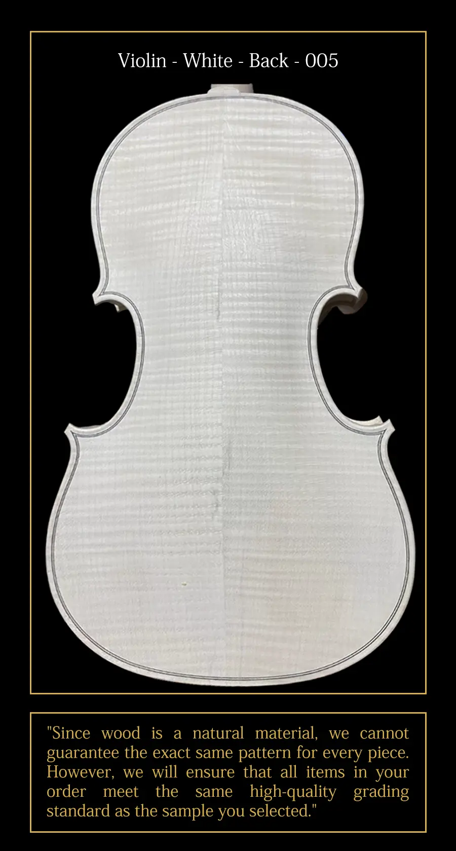 VW-B-005 premium czechoslovakian european maple violin back in the white flamed pattern